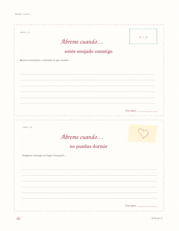 Cartas reales del kit Ábreme cuando para personalizar