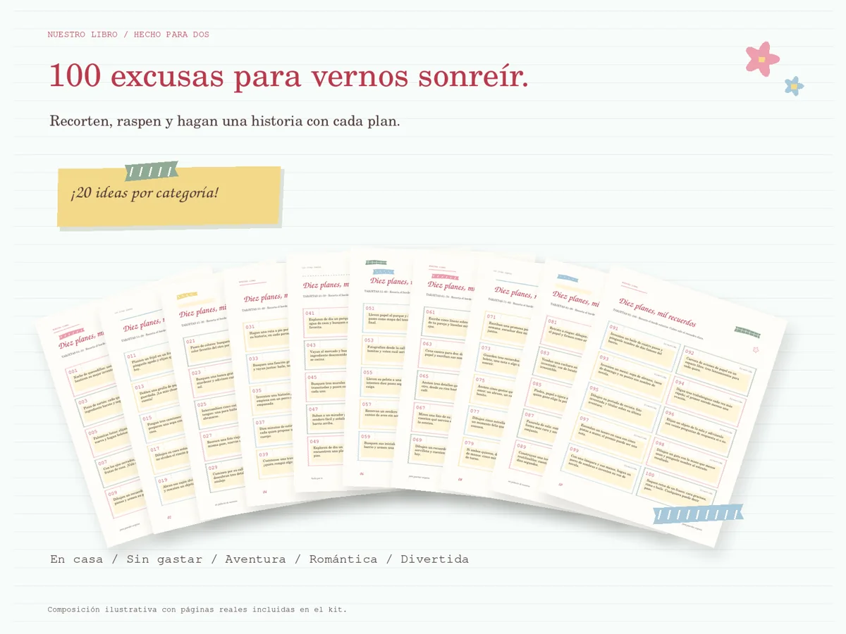 Composición de tarjetas reales de 100 Citas Juntos